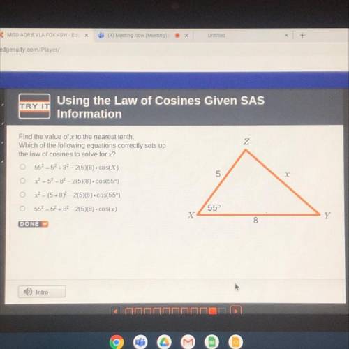 PLEASE HELP ! worth 18 points :)

Using the Law of Cosines Given SAS
Information
Z
Find the value