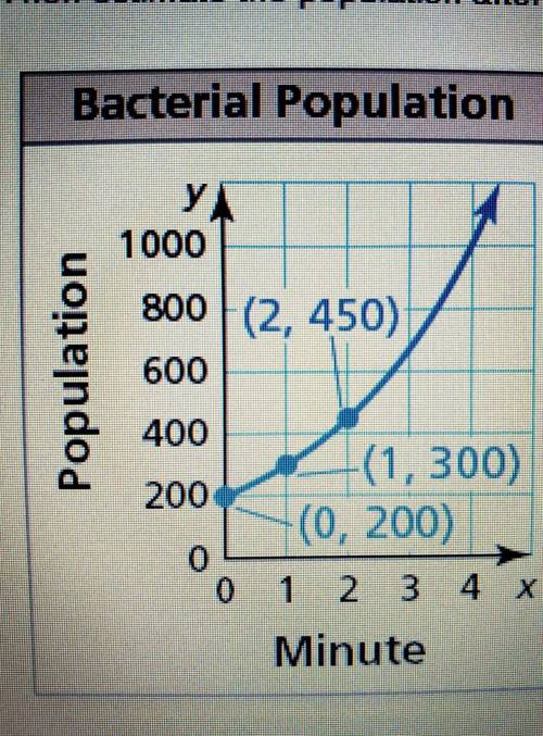 The graph shows the population y of a bacterial colony after x minutes.

identify and interpret th