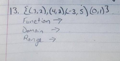 Determine if the relation is a function if so state the domain and range