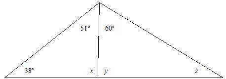 Find the values of angles in x,y,z