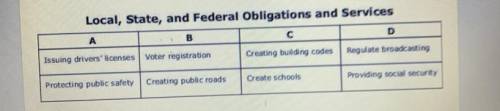 Which column represents services that should be provided by a federal
government agency?