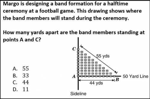 Please Help! Margo is designing a band formation for a halftime ceremony at a football game. this d