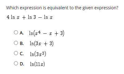 Which expression is equivalent to the given expression? 20 points.