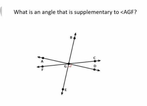What is an angle that is supplementary to AGF?