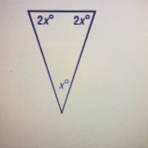 Find the value of x in the triangle. 
X = ____.