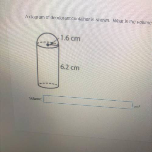 A diagram of deodorant container is shown. What is the volume of the whole container to the nearest