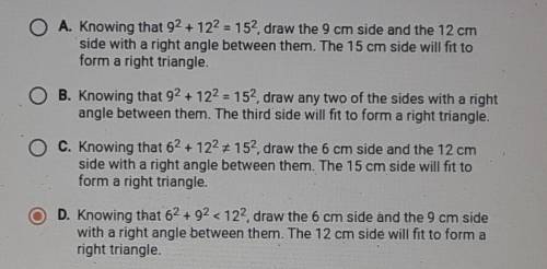 select the procedure that can be used to show the converse of the pythagorean theorem using side le