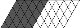 the parallelogram below is made up of 64 small triangles. All the small triangles are the same size