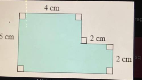 What is the area of the shaded region?

24 sq cm
30 sq cm
20 sq cm
4 sq cm
