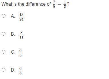 What is the difference?: 7/8 − 1/3