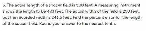 Find the percent error for the length of the soccer field. Round your answer to the nearest tenth.