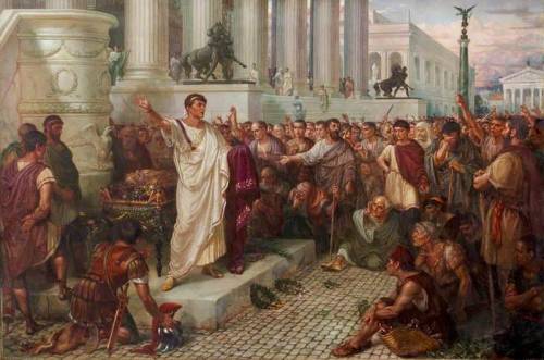 Using evidence from Act 3 Scene 2 of Julius Caesar, explain why Antony is depicted in lighter hues