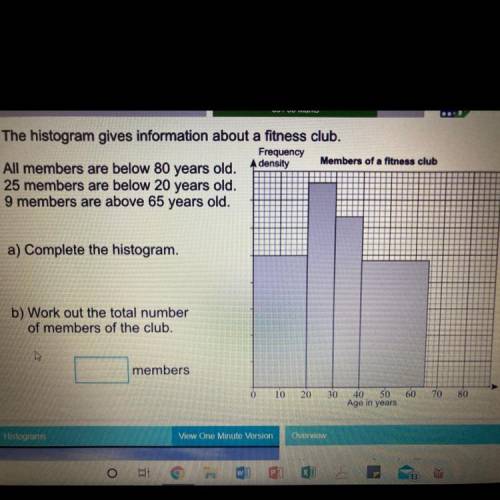 Members of a fitness club

The histogram gives information about a fitness club.
Frequency
All mem