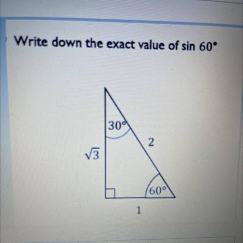 Write down the exact value of sin 60°
3099
2
V3
160°