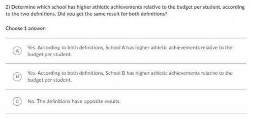 Will mark Branliest if answered

Analia wants to know which school has higher athletic achievement