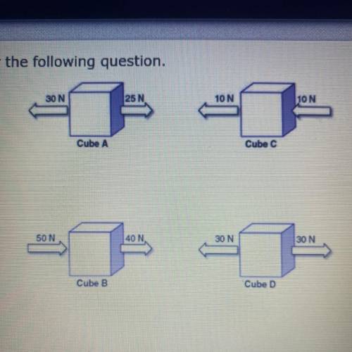 Use the diagrams below to answer the following question.

Which cube will move to the right?
O A.