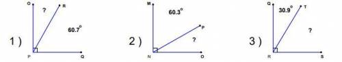 Find the missing angle measurements for each problem below and drag the answers into the correct bl