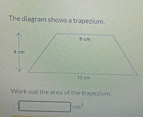 The diagram shows a trapezium.Work out the area of the trapezium.
