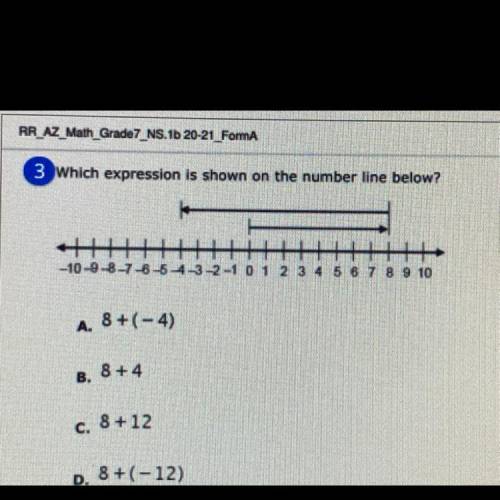 Which expression is shown on the number line below?￼