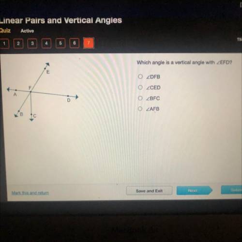 Which angle is a vertical angle with
O
O
O
O