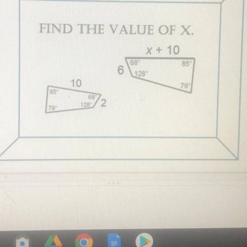 FIND THE VALUE OF X.Please