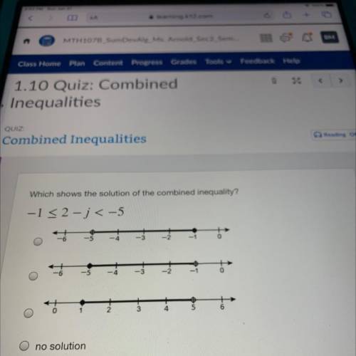 Which shows the solution of the combined inequality?
Please help me
