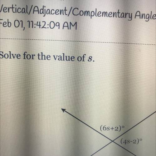 Solve for the value of s.