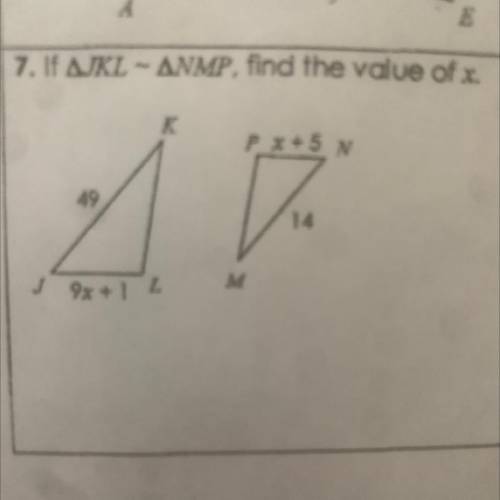 If AJKL - ANMP, find the value of x.
Please help