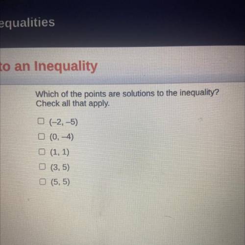 Which of the points are solutions to the inequality check all that apply