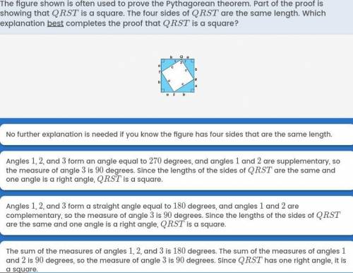 Which explanation best completes the proof that QRST is square? Will give Brainlest