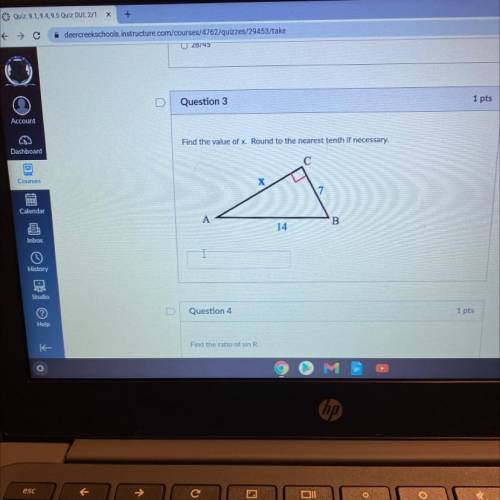 Find the value of x. Round to the nearest tenth if necessary.
С
x
A
14
I