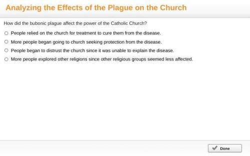 NEED HELP NOW

How did the bubonic plague affect the power of the Catholic Church?
People relied o