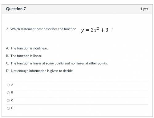 Which statement best describes the function y = 2x^2 + 3