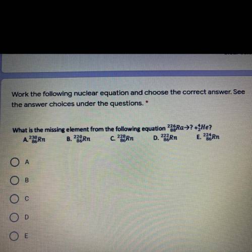 WILL MARK. PLS HELP

Work the following nuclear equation and choose the correct answer. See
the an