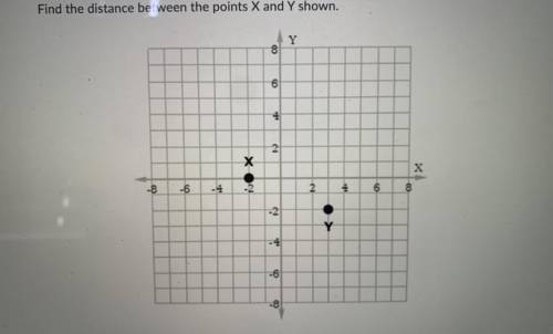 Find the distance between the points x and y shown.