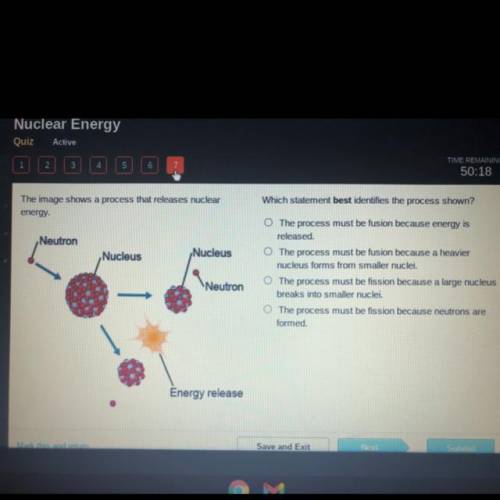 The image shows a process that releases nuclear

energy.
Neutron
3
Nucleus
Nucleus
Neutron
Energy