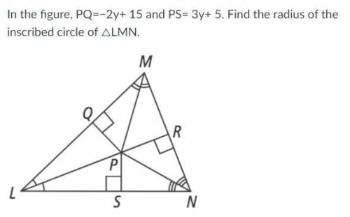 Please find the radius of the inscribed circle in LMN