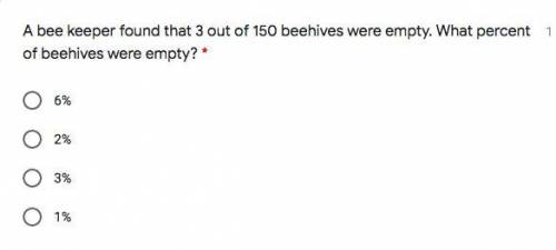 A bee keeper found that 3 out of 150 beehives were empty. What percent of beehives were empty?