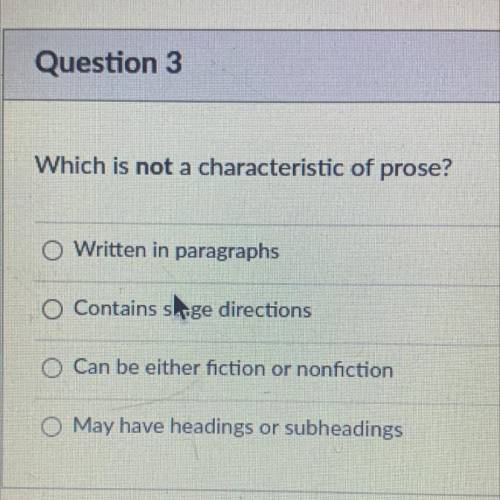 Which is not a characteristic of prose?