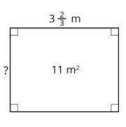 Find the unknown side length of the rectangle if its area is 11 m squared. Show your reasoning