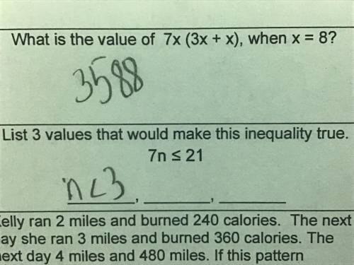 List 3 values that would make this inequality true.