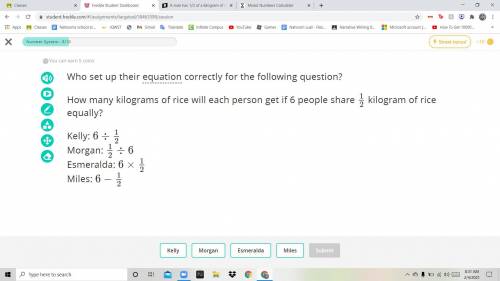 Who set up their equation correctly for the following question?

How many kilograms of rice will e