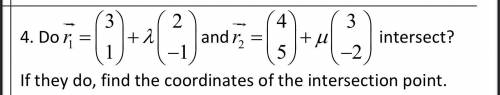 Finding if vectors intersect, and finding coordinates of intersection point. See attached image for