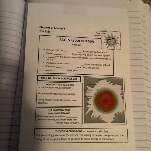 Can anybody help it 8th grade science about the sun