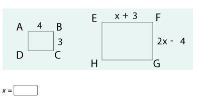Find the value of x.
ABCD ∼ EFGH