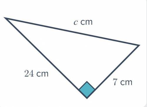 Find the length of the hypotenuse, c in this triangle.
