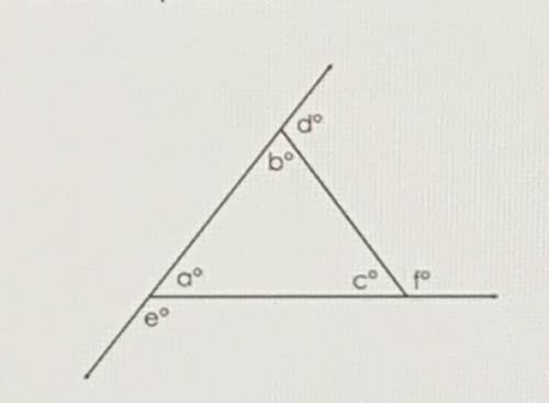 identify the relationship between angles f, b, and a in the above diagram. PLEASE HELP WILL GIVE BR
