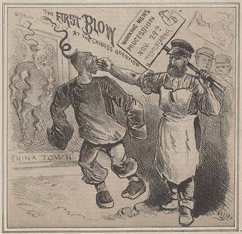 BEING TIMED! HELP! This political cartoon is from a California newspaper in the late 1800s.

Whic