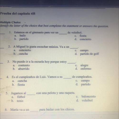 Can someone help me answer these Spanish questions ?