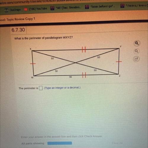 PLEASE ANSWER I’ll give brainliest!!

6.7.30
What is the perimeter of the parallelogram WXYZ?